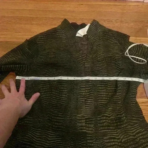 Akris Brown Black Pattern Cotton Pleated Midi Dress, Womens Size 10 - Picture 13 of 16